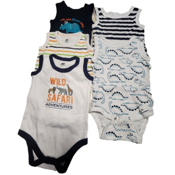 𝅺5 baby boy tank onsies 6-9 months lot/wholesale - Picture 1 of 6